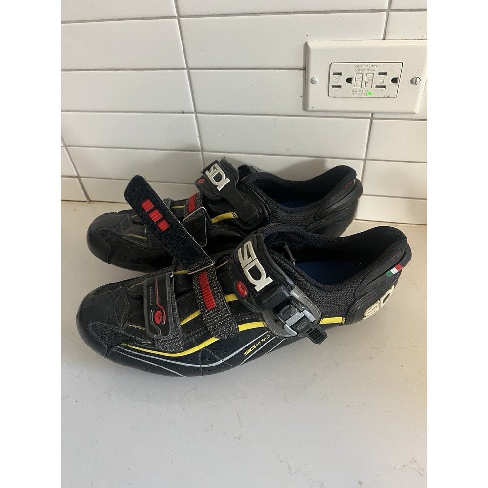 Sidi Genius 6.6 Carbon Lite Black EU 48 Made in Italy Road Cycling Shoes Fiber